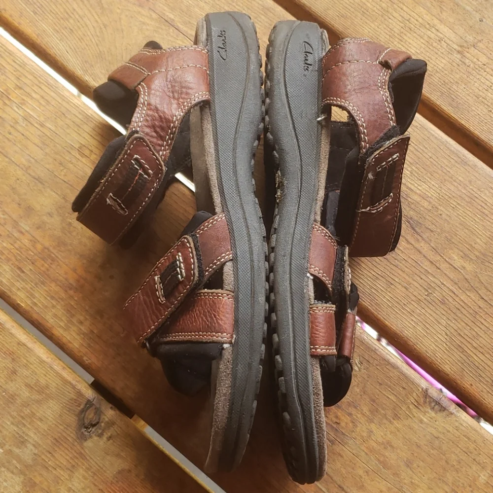 CLARKS Brown Leather Men's Keating Sporty Sandals sz 9 Style 78333